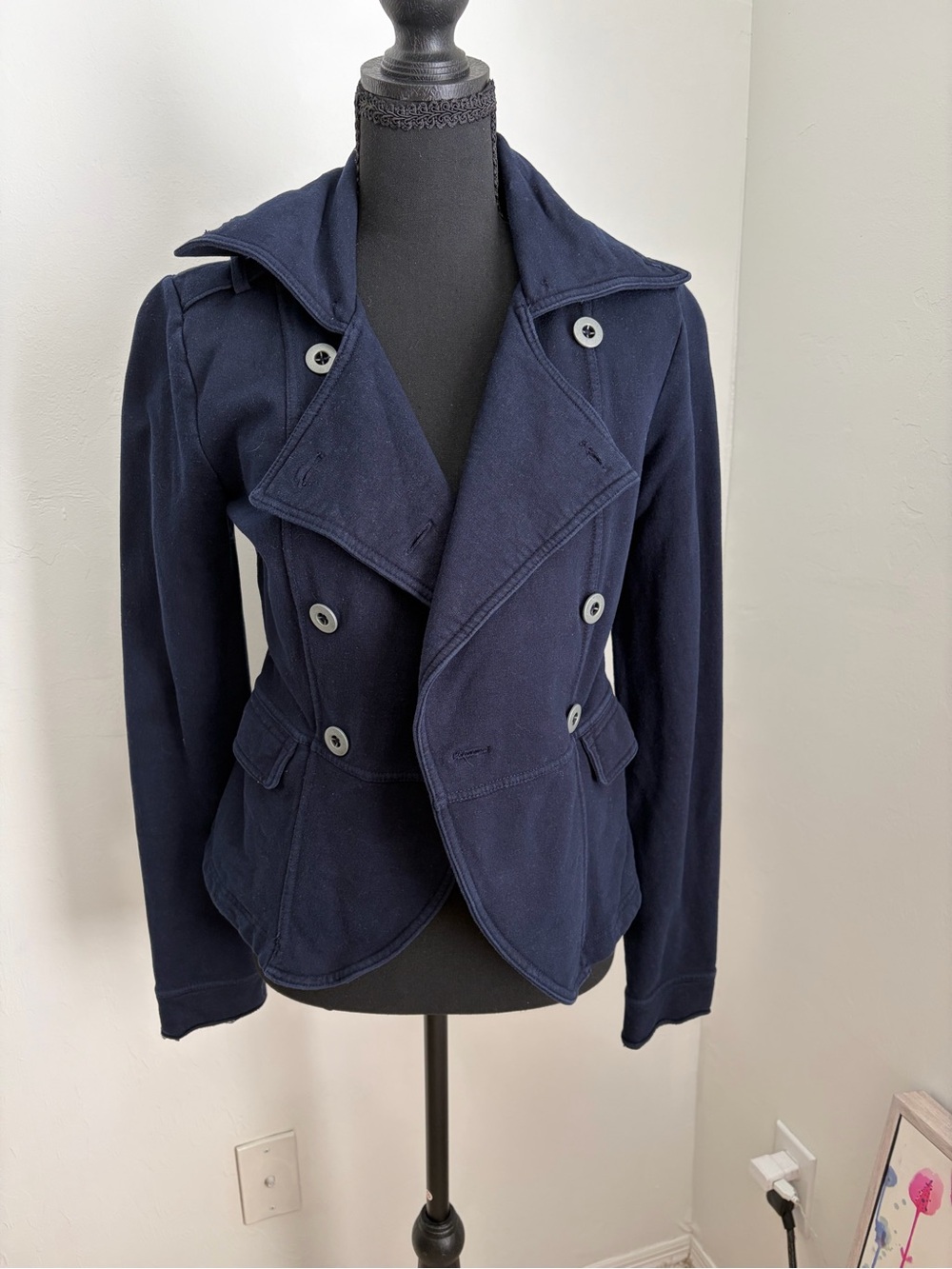 Converse Navy Double-Breasted Peacoat Jacket